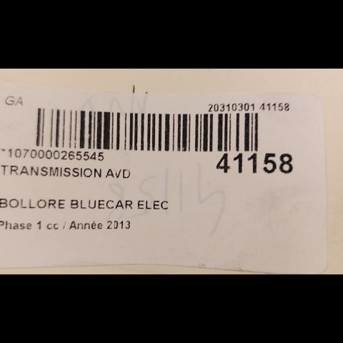 Transmission avant droite occasion BOLLORE BLUECAR Phase 1 01-2011->... ELEC 4