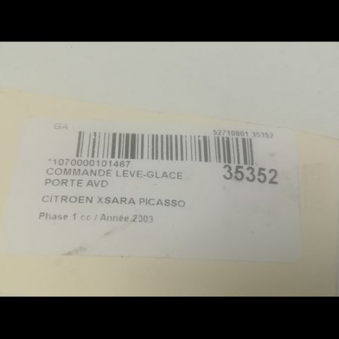 Commande lève-glace porte avant droite occasion CITROEN XSARA PICASSO Phase 1 12-1999->02-2004 2.0 HDi 90ch 3