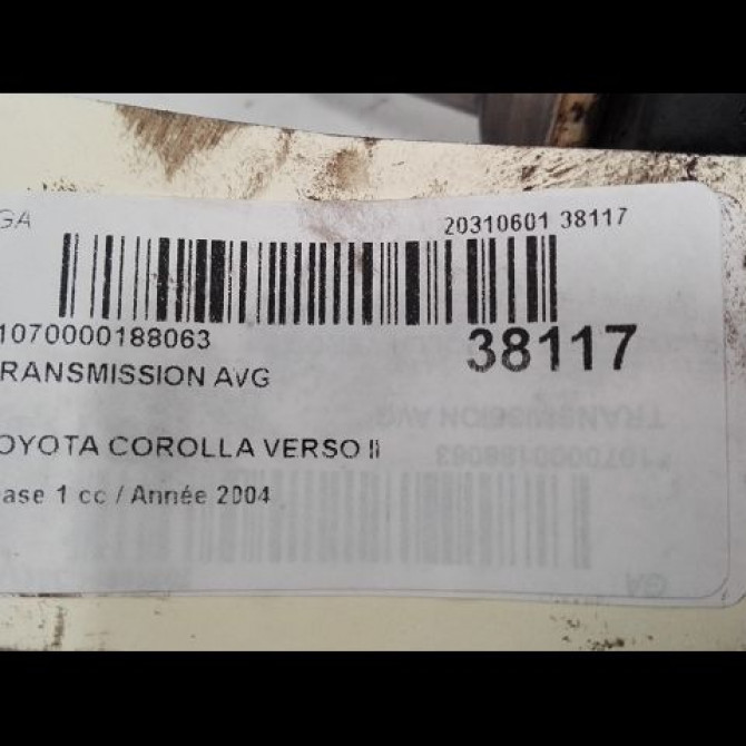 Transmission avant gauche occasion TOYOTA COROLLA VERSO II Phase 1 05-2004->06-2007 115 D-4D 434200F020 4