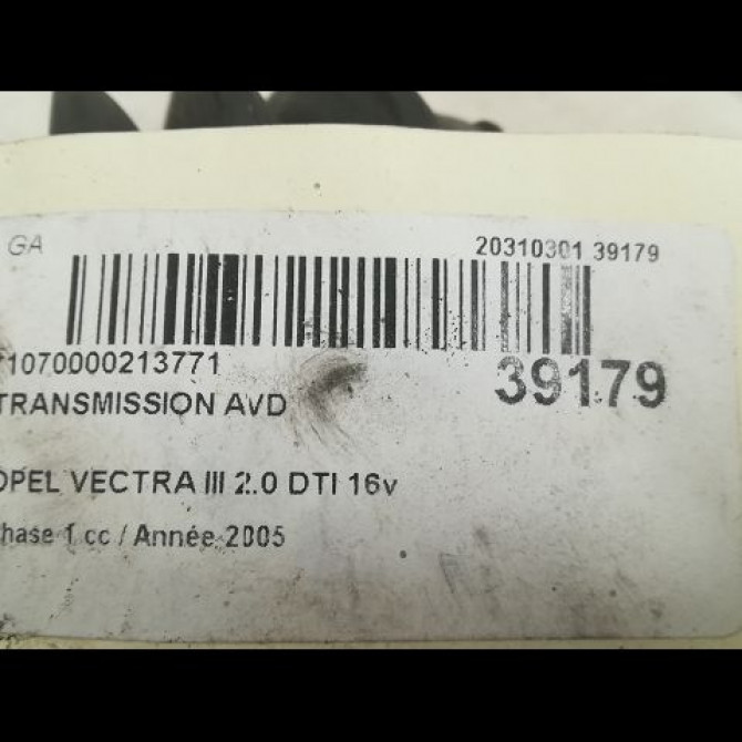 Transmission avant droite occasion OPEL VECTRA III Phase 1 06-2002->10-2005 2.0 DTI 16v 9186550 4
