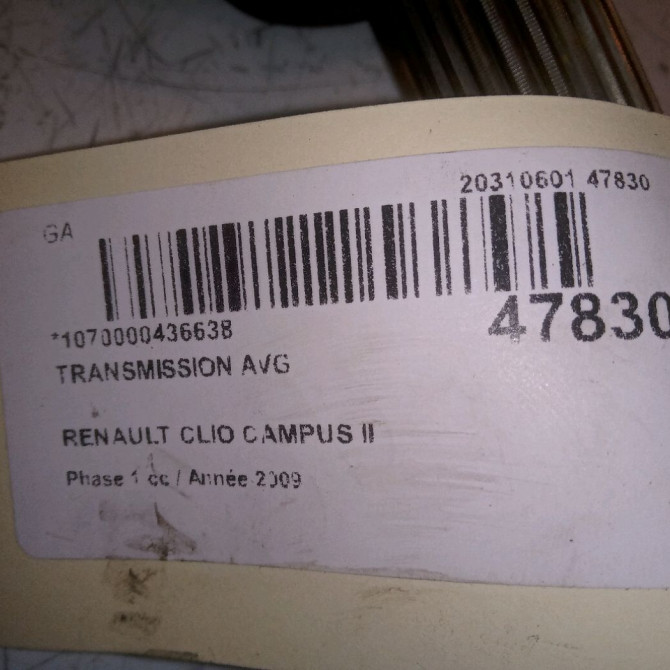 Transmission avant gauche occasion RENAULT CLIO CAMPUS II Phase 1 07-2006->07-2009 1.5 DCI 65ch 8200543868 5
