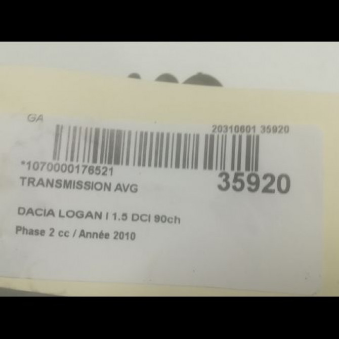 Transmission avant gauche occasion DACIA LOGAN I Phase 2 07-2008->12-2012 1.5 DCI 90ch 391014232R 4