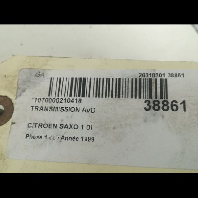 Transmission avant droite occasion CITROEN SAXO Phase 1 03-1996->09-1999 1.0i 327356 4