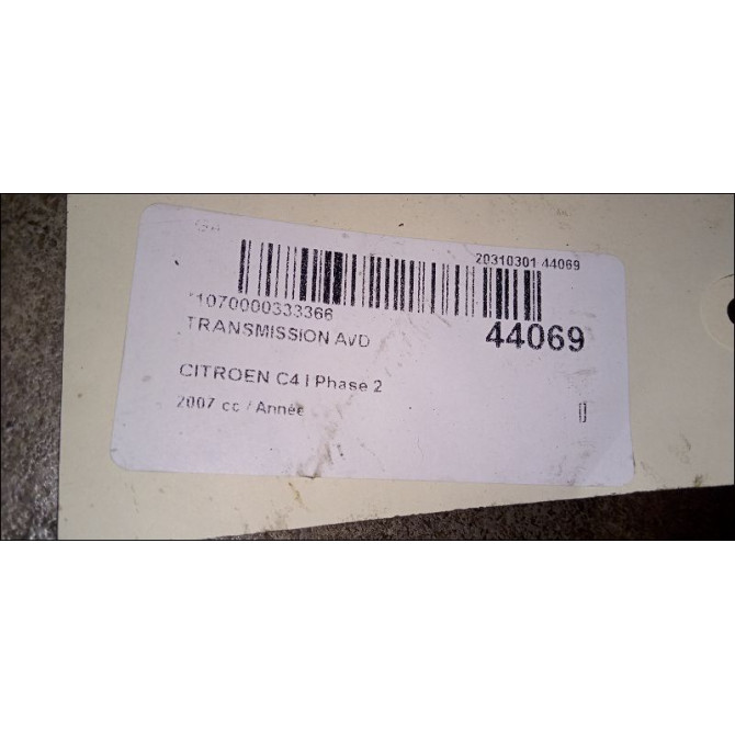 Transmission avant droite occasion CITROEN C4 I Phase 2 07-2008->10-2010 3273RS 2