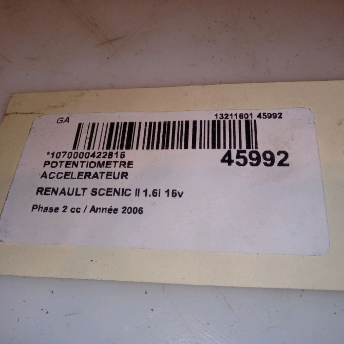 Potentiometre accelerateur occasion RENAULT SCENIC II Phase 2 09-2006->04-2009 1.6i 16v 4