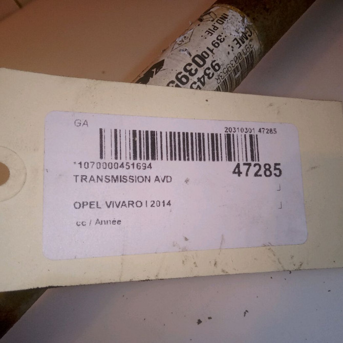 Transmission avant droite occasion OPEL VIVARO I 93856308 5