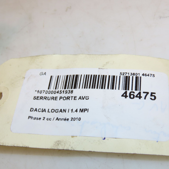 Serrure porte avg occasion DACIA LOGAN I Phase 2 07-2008->12-2012 1.4 MPI 8200928453 4
