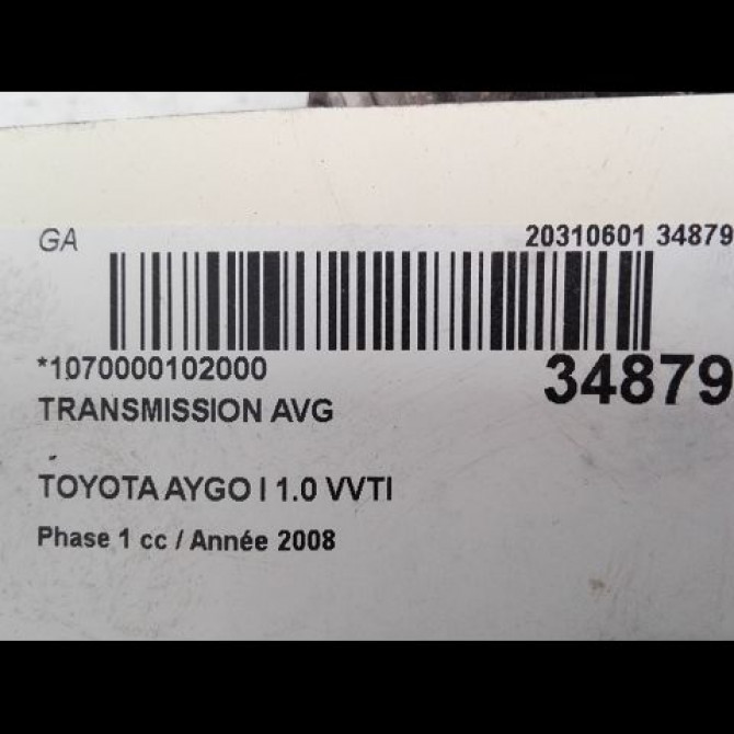 Transmission avant gauche occasion TOYOTA AYGO I Phase 1 06-2005->11-2009 1.0 VVTI 434200H010 4