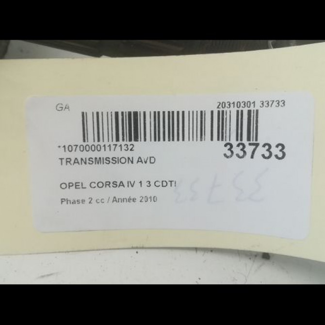 Transmission avant droite occasion OPEL CORSA IV Phase 2 01-2011->03-2015 1.3 CDTI 95ch 13312276 4