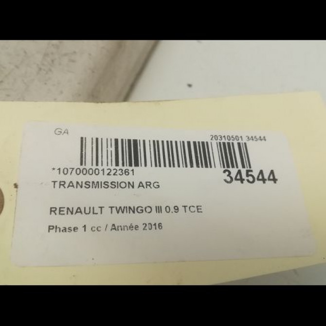 Transmission arrière gauche occasion RENAULT TWINGO III Phase 1 06-2014->... 0.9 TCE 12v 90ch 396000937R 4