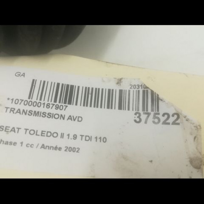 Transmission avant droite occasion SEAT TOLEDO II Phase 1 04-1998->09-2004 1.9 TDI 110 1J0407272 4