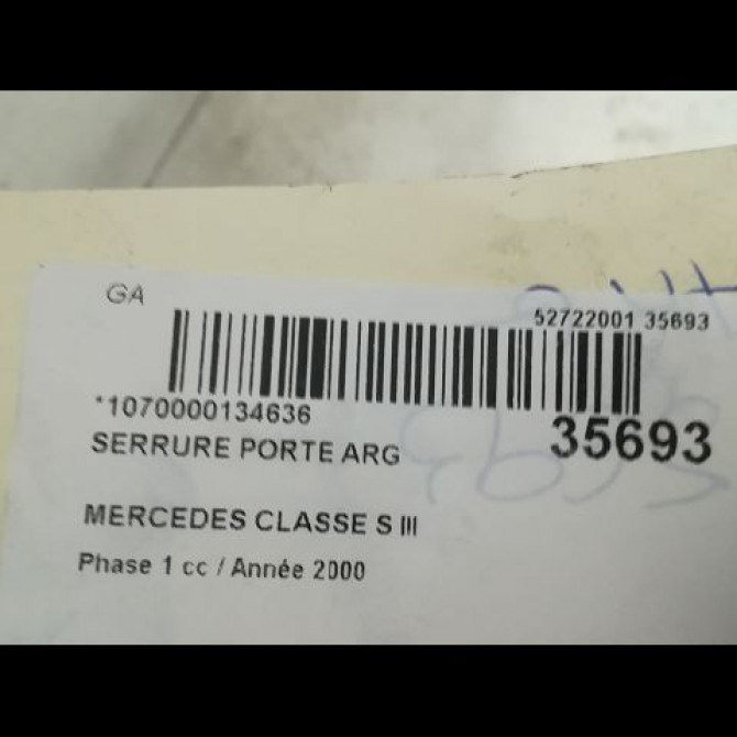 Serrure porte arg occasion MERCEDES CLASSE S III Phase 1 10-1998->09-2005 S600 367ch 2207304535 4