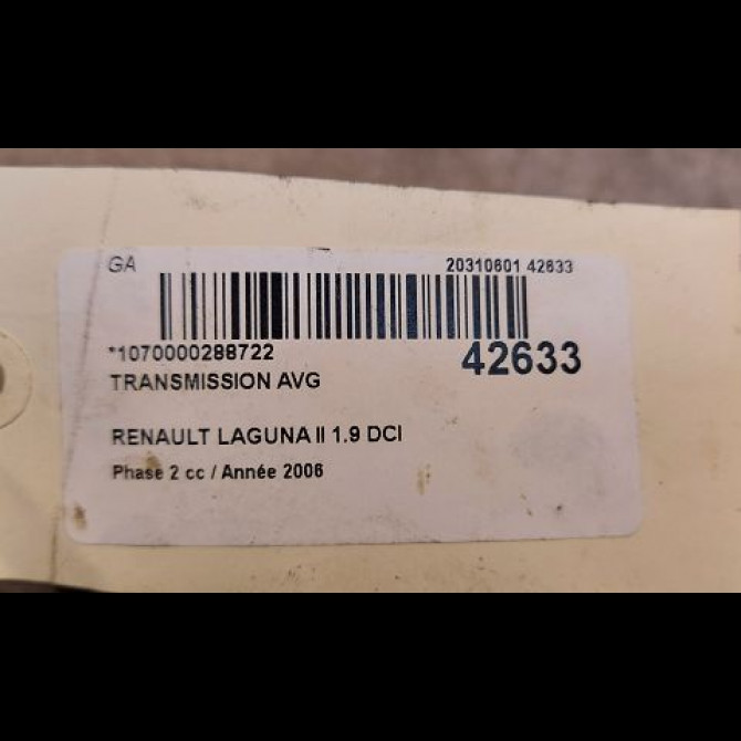 Transmission avant gauche occasion RENAULT LAGUNA II Phase 2 03-2005->09-2007 1.9 DCI 125ch 8200470129 4