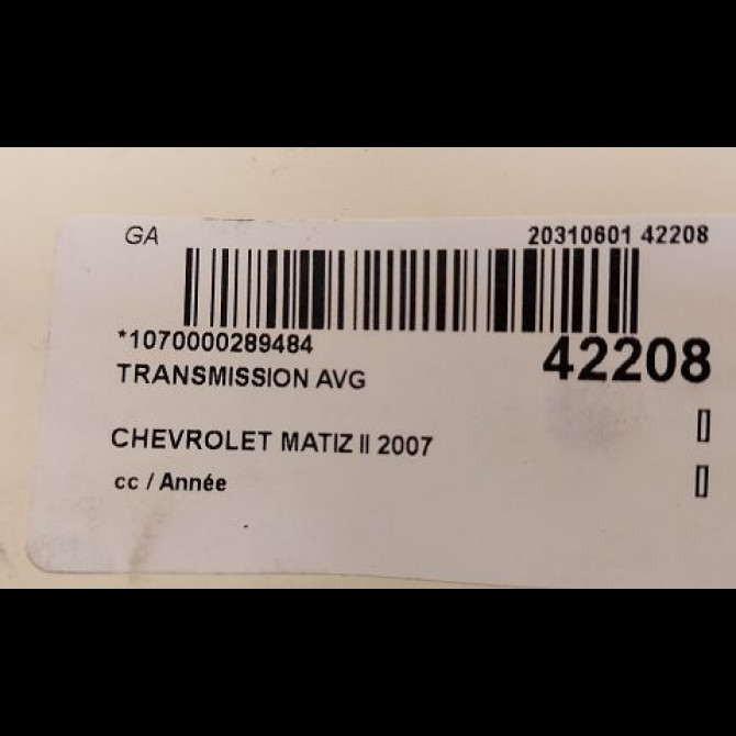Transmission avant gauche occasion CHEVROLET MATIZ II Phase 1 06-2005->09-2009 0.8i 96897307 4