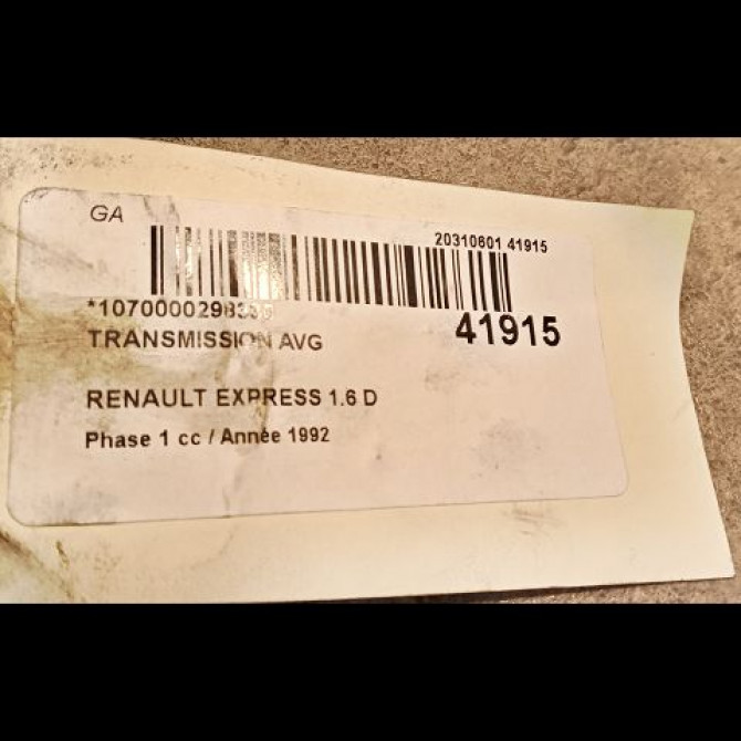 Transmission avant gauche occasion RENAULT EXPRESS Phase 1 11-1985->09-1994 1.6 D 8200323960 4