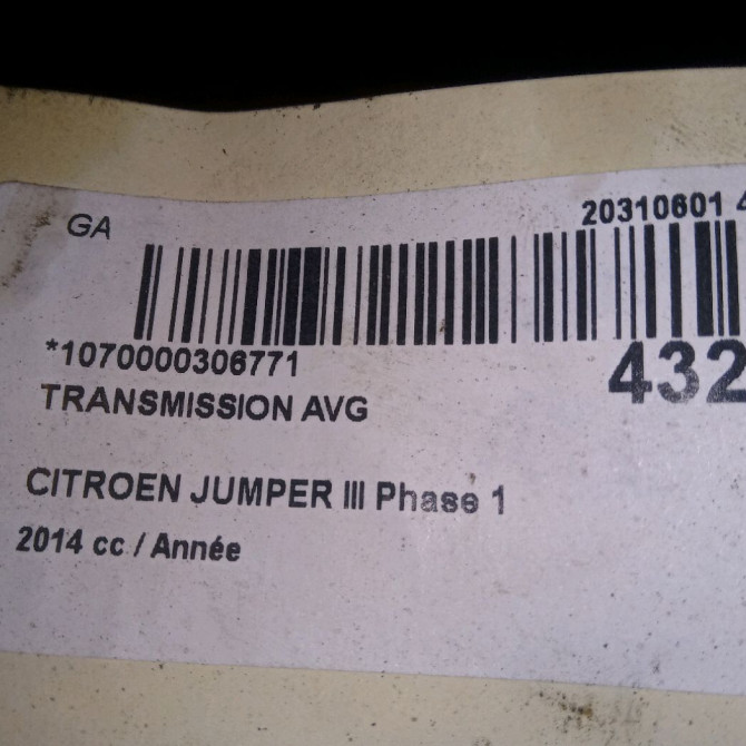 Transmission avant gauche occasion CITROEN JUMPER III Phase 1 06-2006->... 1608505480 2