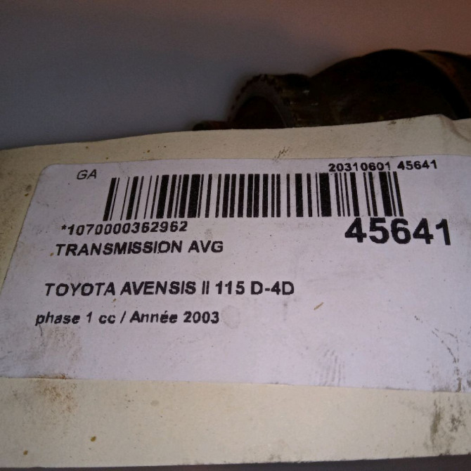 Transmission avant gauche occasion TOYOTA AVENSIS II phase 1 05-2003->08-2006 115 D-4D 4342005320 3