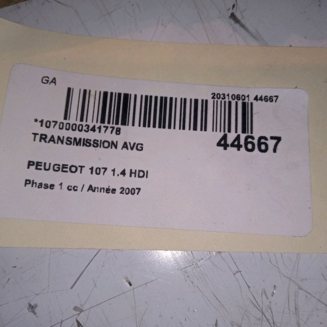 Transmission avant gauche occasion PEUGEOT 107 Phase 1 06-2005->12-2008 1.4 HDI 3272JZ 3