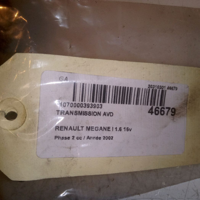 Transmission avant droite occasion RENAULT MEGANE I Phase 2 03-1999->06-2003 1.6 16v 8200168513 5