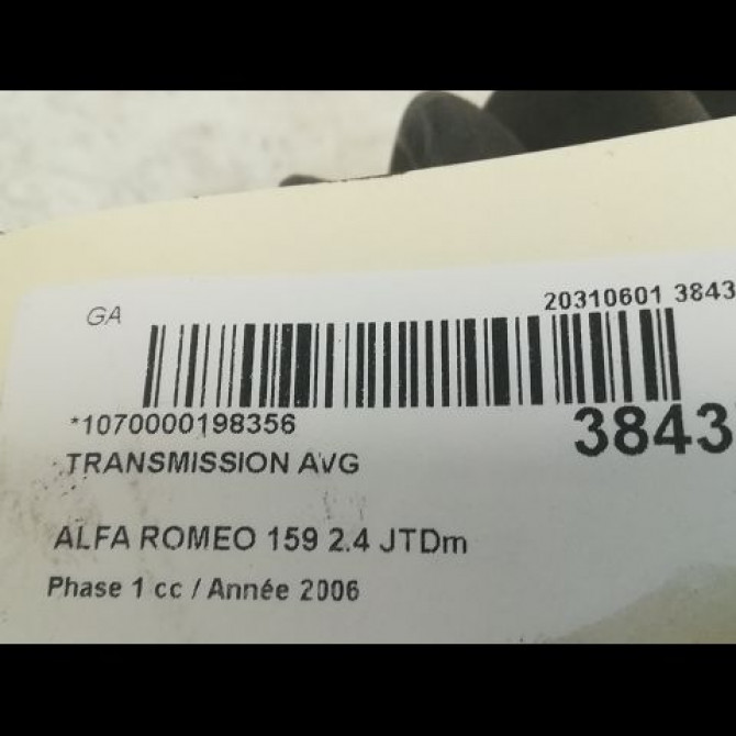 Transmission avant gauche occasion ALFA ROMEO 159 Phase 1 09-2005->05-2013 2.4 JTDm 200ch 51876349 4