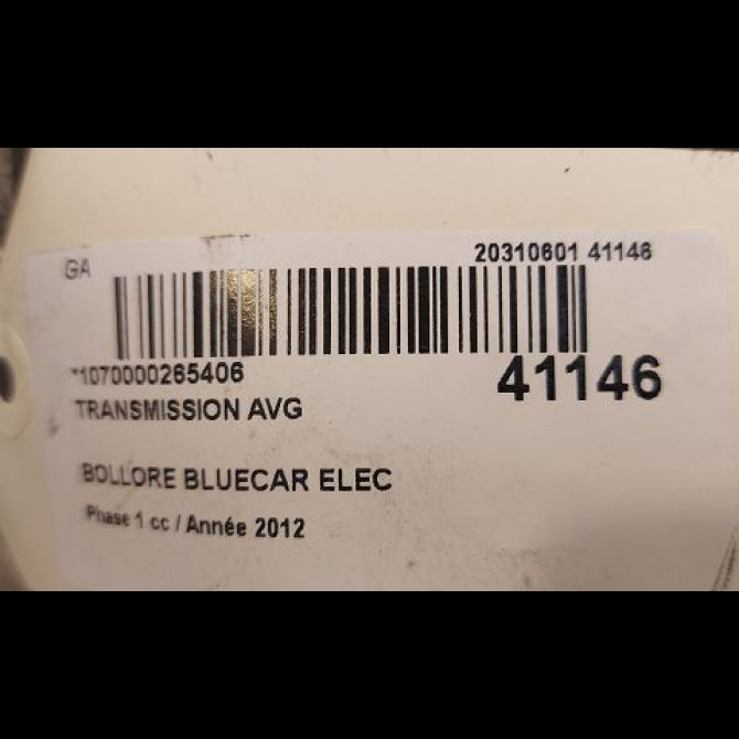 Transmission avant gauche occasion BOLLORE BLUECAR Phase 1 01-2011->... ELEC 4