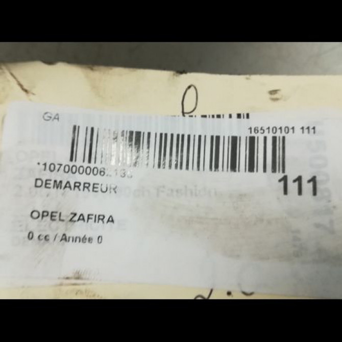 Démarreur occasion OPEL ZAFIRA I Phase 1 03-1999->07-2005 2.0 DTI 16v 100ch 4