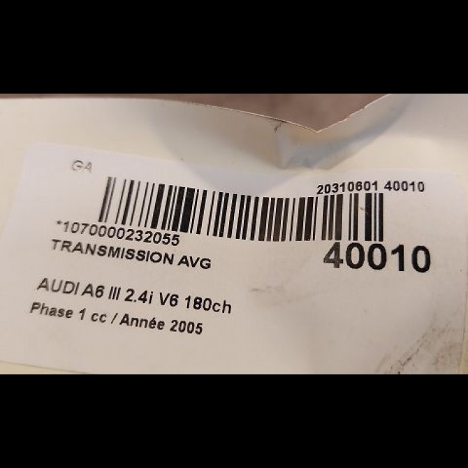 Transmission avant gauche occasion AUDI A6 III Phase 1 05-2004->10-2008 2.4i V6 180ch 4F0407271H 4