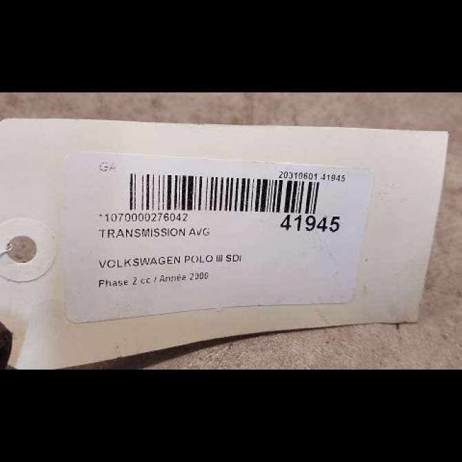 Transmission avant gauche occasion VOLKSWAGEN POLO III Phase 2 11-1999->12-2001 SDI JZW407451X 4