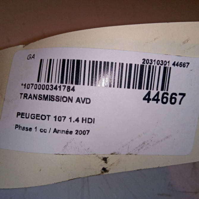 Transmission avant droite occasion PEUGEOT 107 Phase 1 06-2005->12-2008 1.4 HDI 3273JS 3