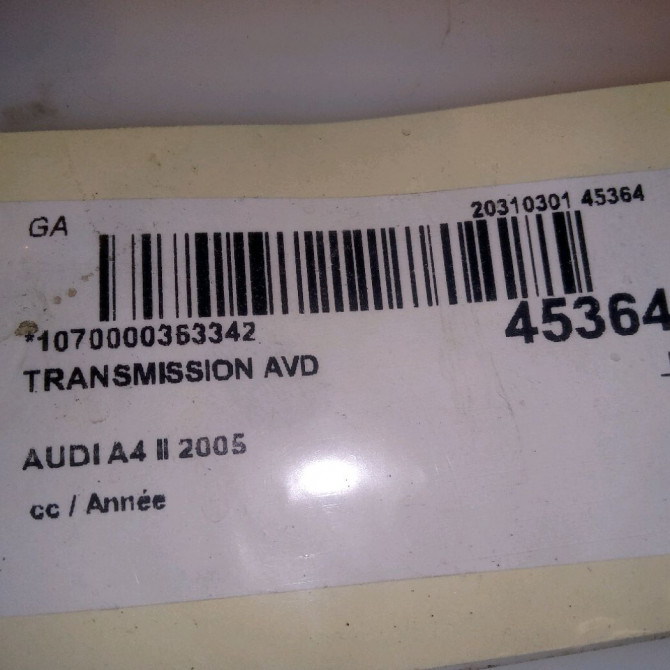 Transmission avant droite occasion AUDI A4 II 3