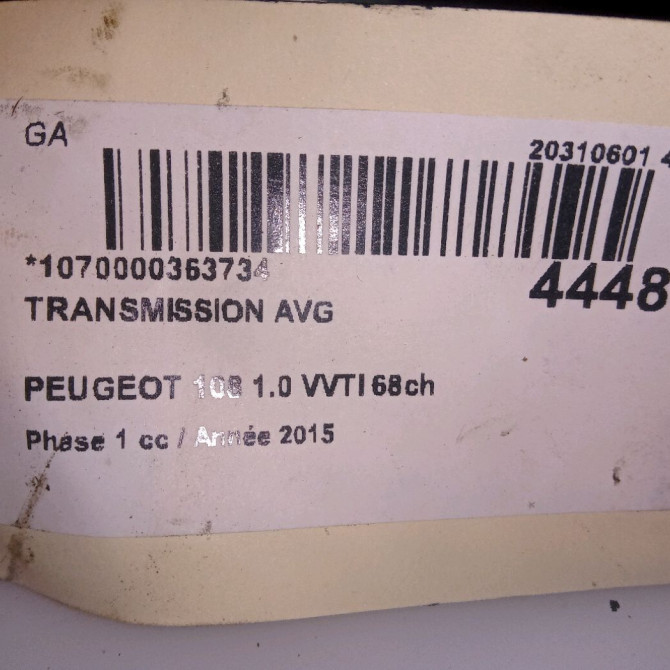 Transmission avant gauche occasion PEUGEOT 108 Phase 1 06-2014->... 1.0 VVTI 68ch B000903680 3