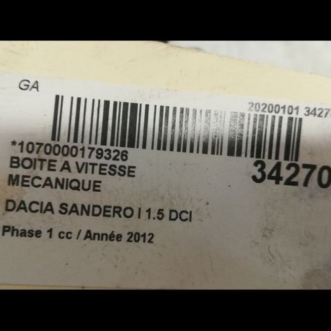 Boîte à vitesse mecanique occasion DACIA SANDERO I Phase 1 06-2008->10-2012 1.5 DCI 85ch 8201181003 6