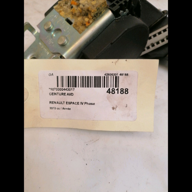 Ceinture avant droite occasion RENAULT ESPACE IV Phase 2 03-2006->07-2012 8200687503 3