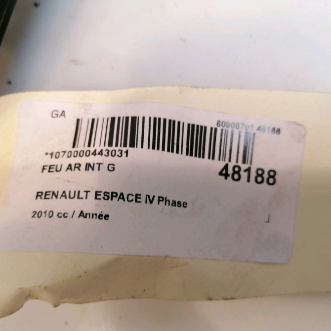Feu arrière interieur gauche occasion RENAULT ESPACE IV Phase 2 03-2006->07-2012 3