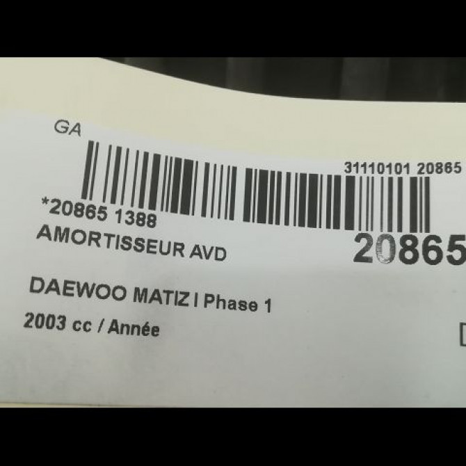 Amortisseur avant droit occasion DAEWOO MATIZ I Phase 1 07-1998->12-2000 96336490 2