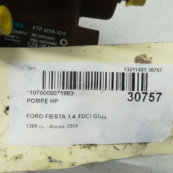 Pompe hp occasion FORD FIESTA V Phase 1 09-2002->10-2005 1.4 TDCI 6