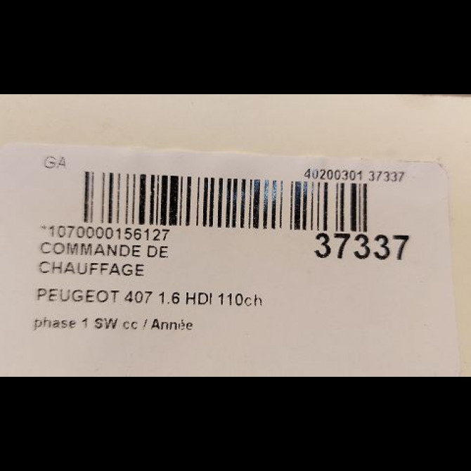 Commande de chauffage occasion PEUGEOT 407 phase 1 SW 07-2004->07-2008 1.6 HDI 110ch 6452R5 3