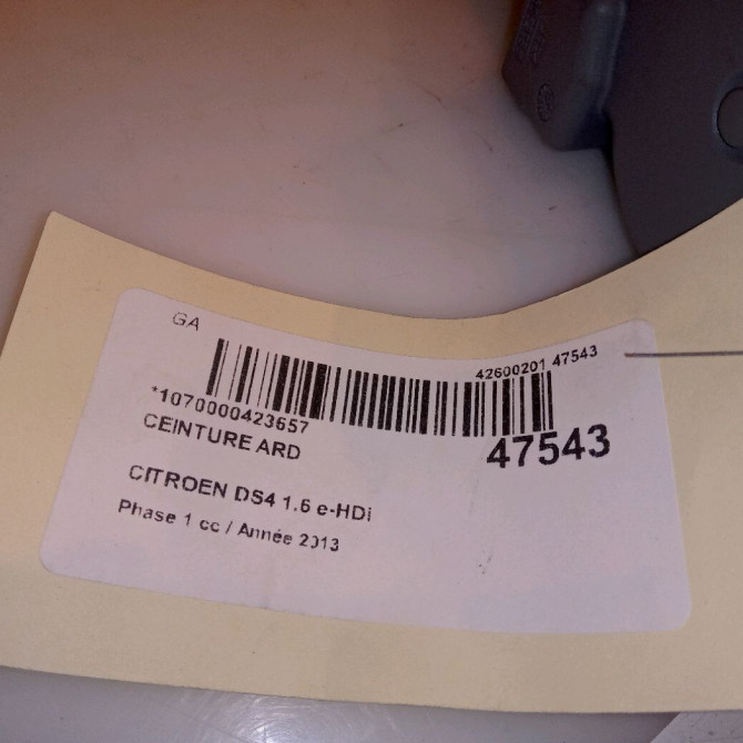 Ceinture arrière droite occasion CITROEN DS4 Phase 1 01-2011->03-2016 1.6 e-HDi 110ch 8976C2 4