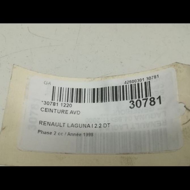 Ceinture avant droite occasion RENAULT LAGUNA I Phase 2 04-1998->11-2000 2.2 DT 7700422309 4