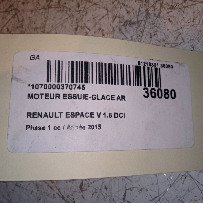 Moteur essuie-glace arrière occasion RENAULT ESPACE V Phase 1 02-2015->... 1.6 DCI 160ch 287109757R 4