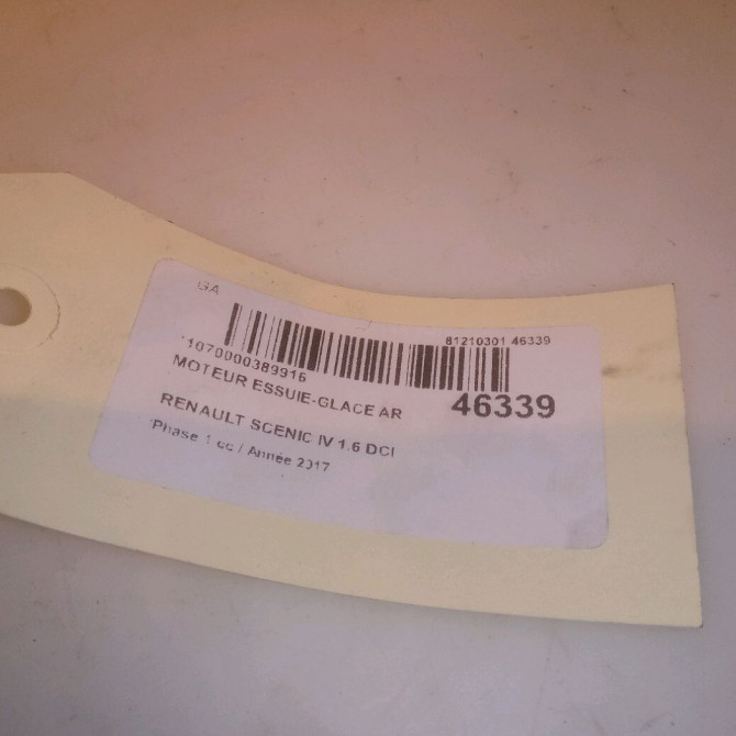 Moteur essuie-glace arrière occasion RENAULT SCENIC IV Phase 1 04-1995->04-1999 1.6 DCI 130ch 287109757R 6
