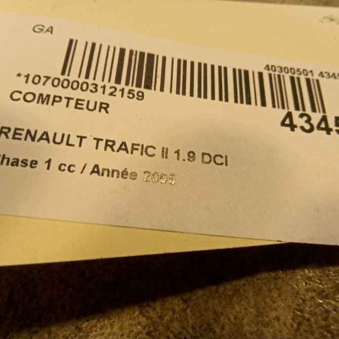 Compteur occasion RENAULT TRAFIC II Phase 1 10-2001->08-2006 1.9 DCI 100ch 8200295451 4