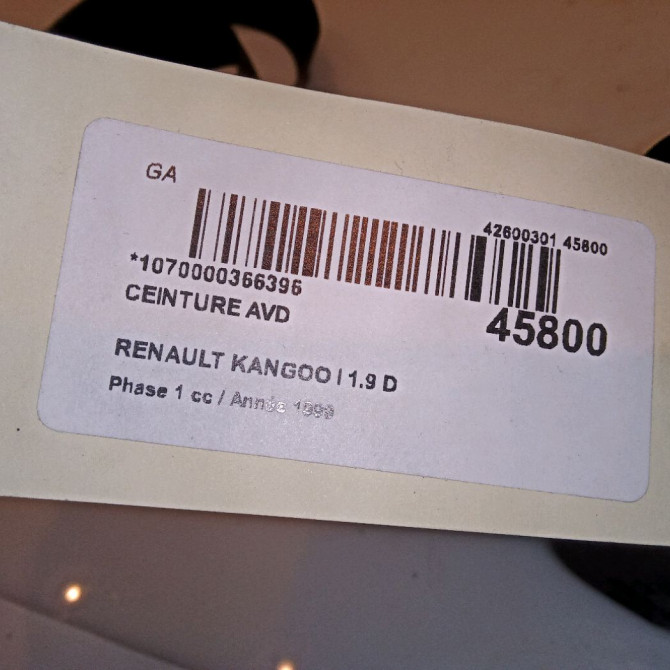 Ceinture avant droite occasion RENAULT KANGOO I Phase 1 09-1997->06-2003 1.9 D 65ch 8200739966 3