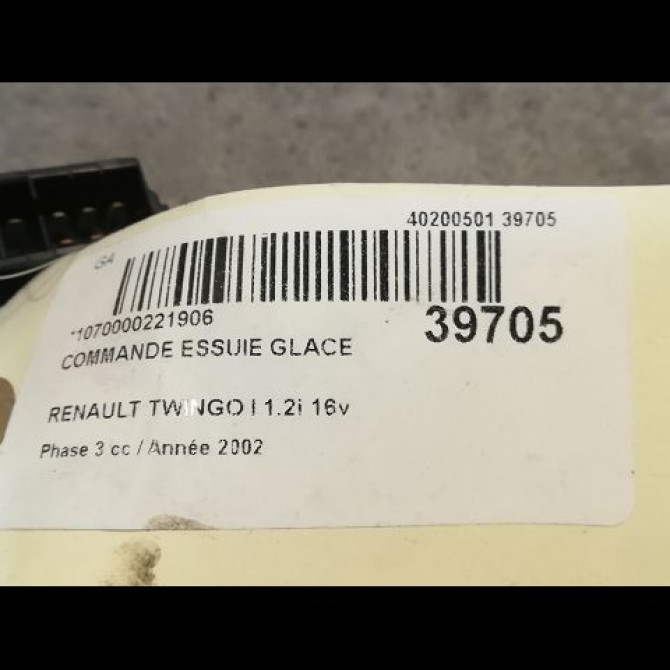 Commande essuie glace occasion RENAULT TWINGO I Phase 3 08-2000->06-2007 1.2i 16v 7701046628 3