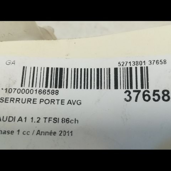 Serrure porte avg occasion AUDI A1 Phase 1 06-2010->03-2015 1.2 TFSI 86ch 8J1837015F 3