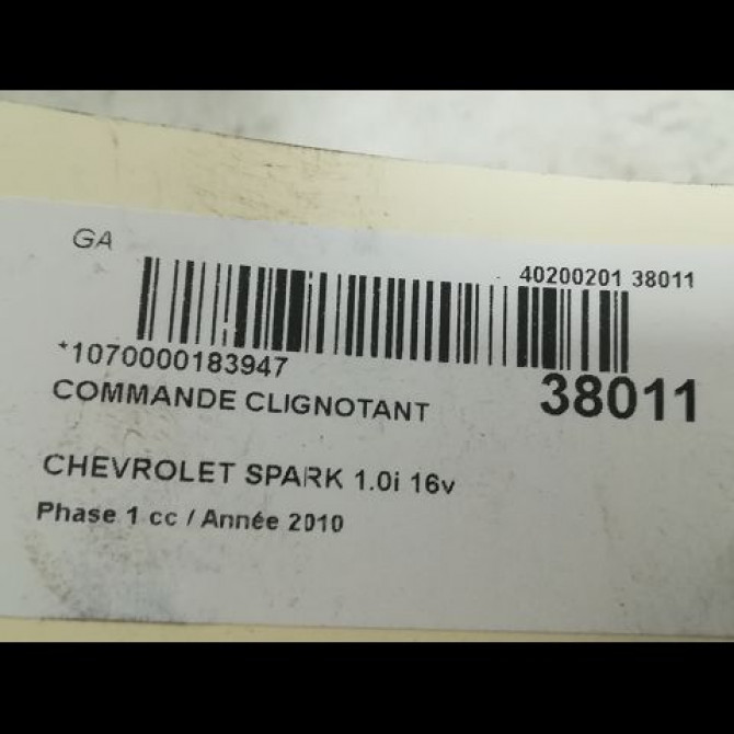 Commande clignotant occasion CHEVROLET SPARK Phase 1 01-2010->09-2012 1.0i 16v 68ch 96948583 3
