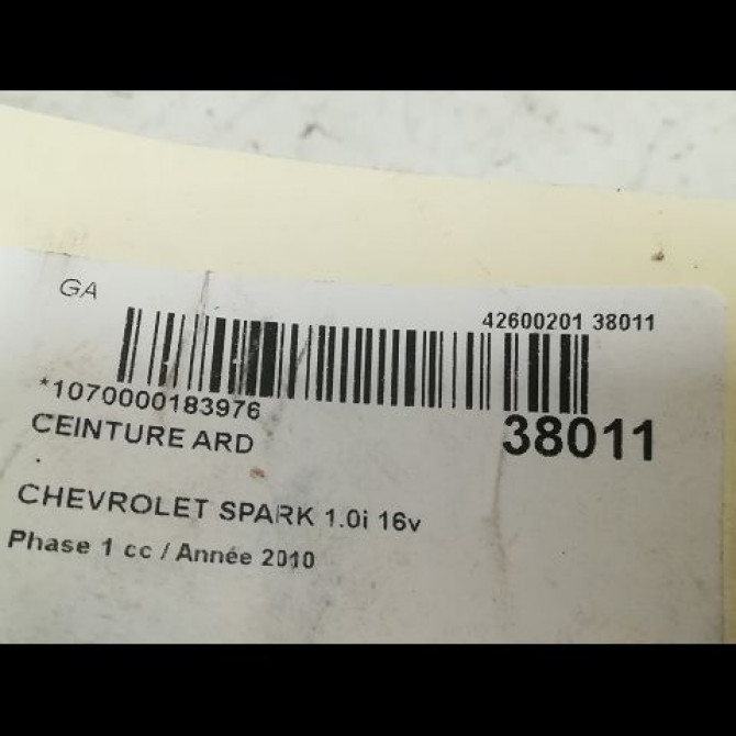 Ceinture arrière droite occasion CHEVROLET SPARK Phase 1 01-2010->09-2012 1.0i 16v 68ch 95433446 4