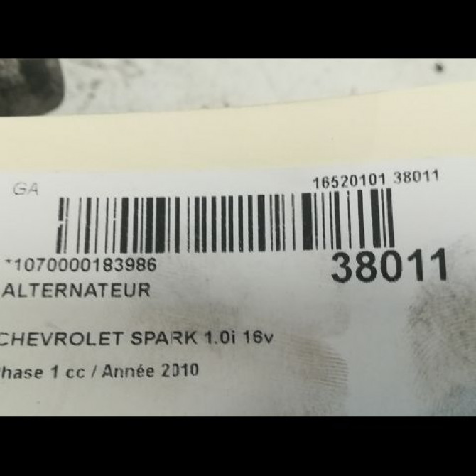 Alternateur occasion CHEVROLET SPARK Phase 1 01-2010->09-2012 1.0i 16v 68ch 96843503 3