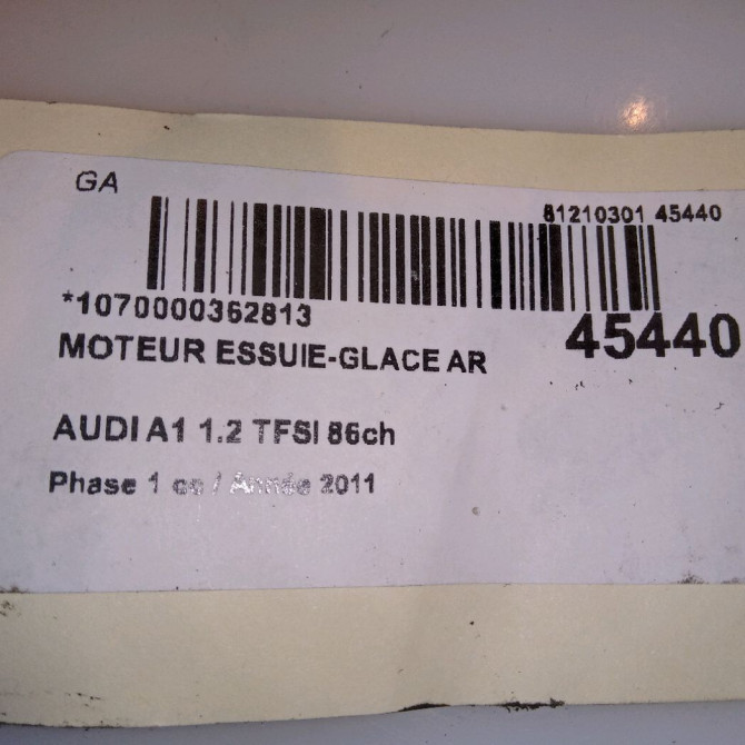 Moteur essuie-glace arrière occasion AUDI A1 Phase 1 06-2010->03-2015 1.2 TFSI 86ch 4G9955711C 5