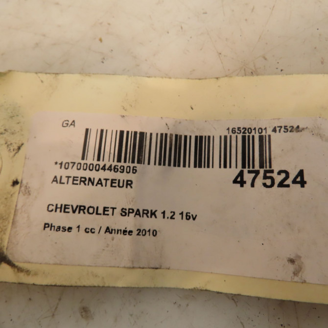 Alternateur occasion CHEVROLET SPARK Phase 1 01-2010->09-2012 1.2 16v 81ch 96843503 5